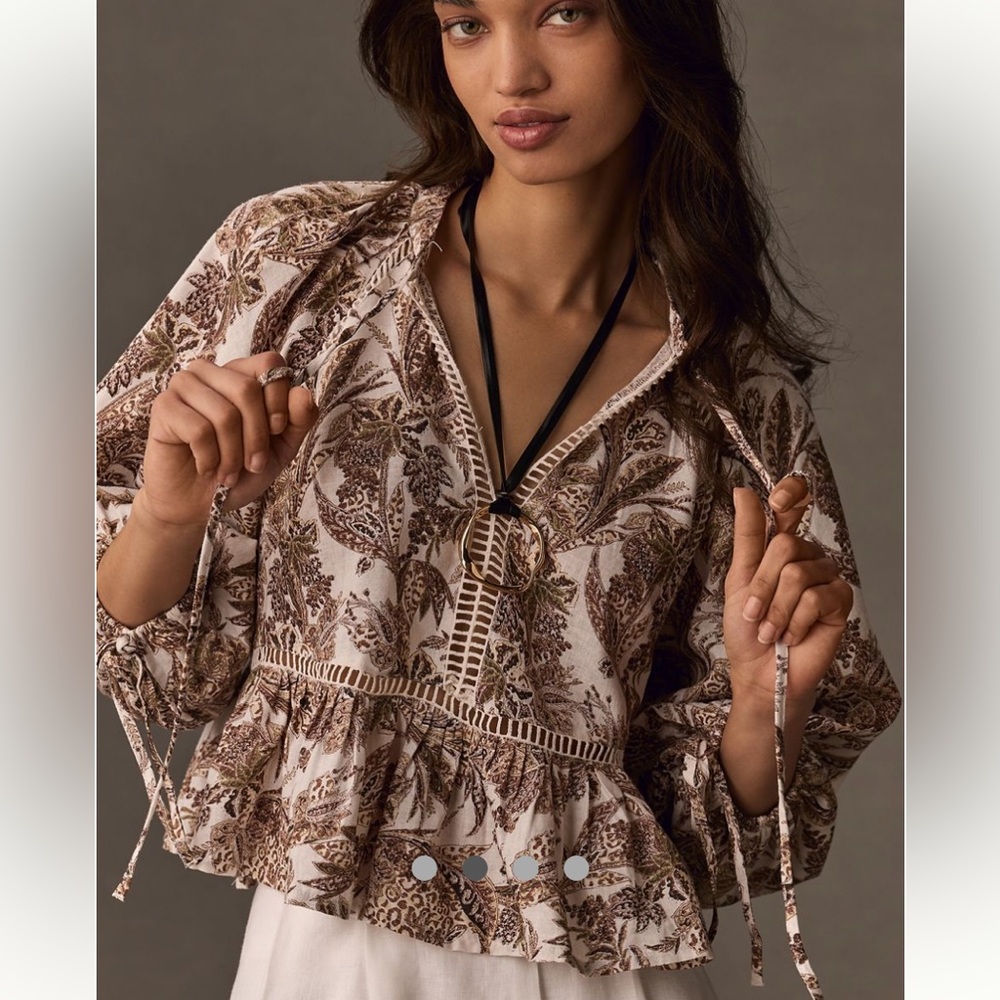 By Anthropologie Long-Sleeve
Linen Blouse